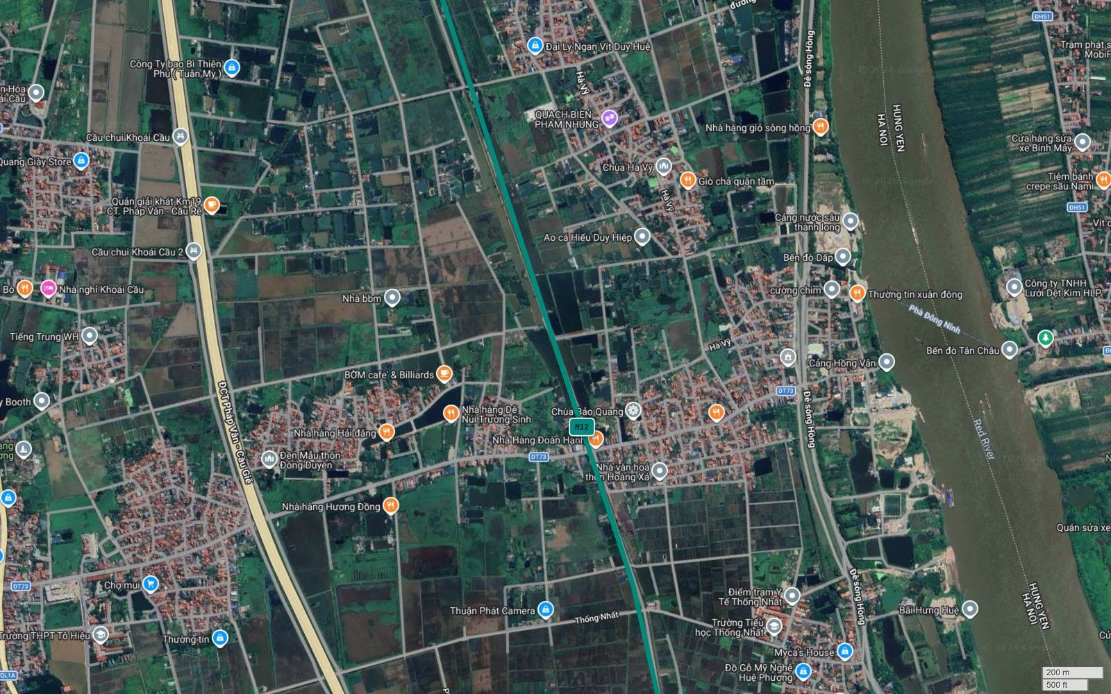 Điểm cắt đường tỉnh ĐT73 tại Hoàng Xá trên tuyến metro số 12 Hà Nội, trục nối cao tốc với Cảng Hồng Vân