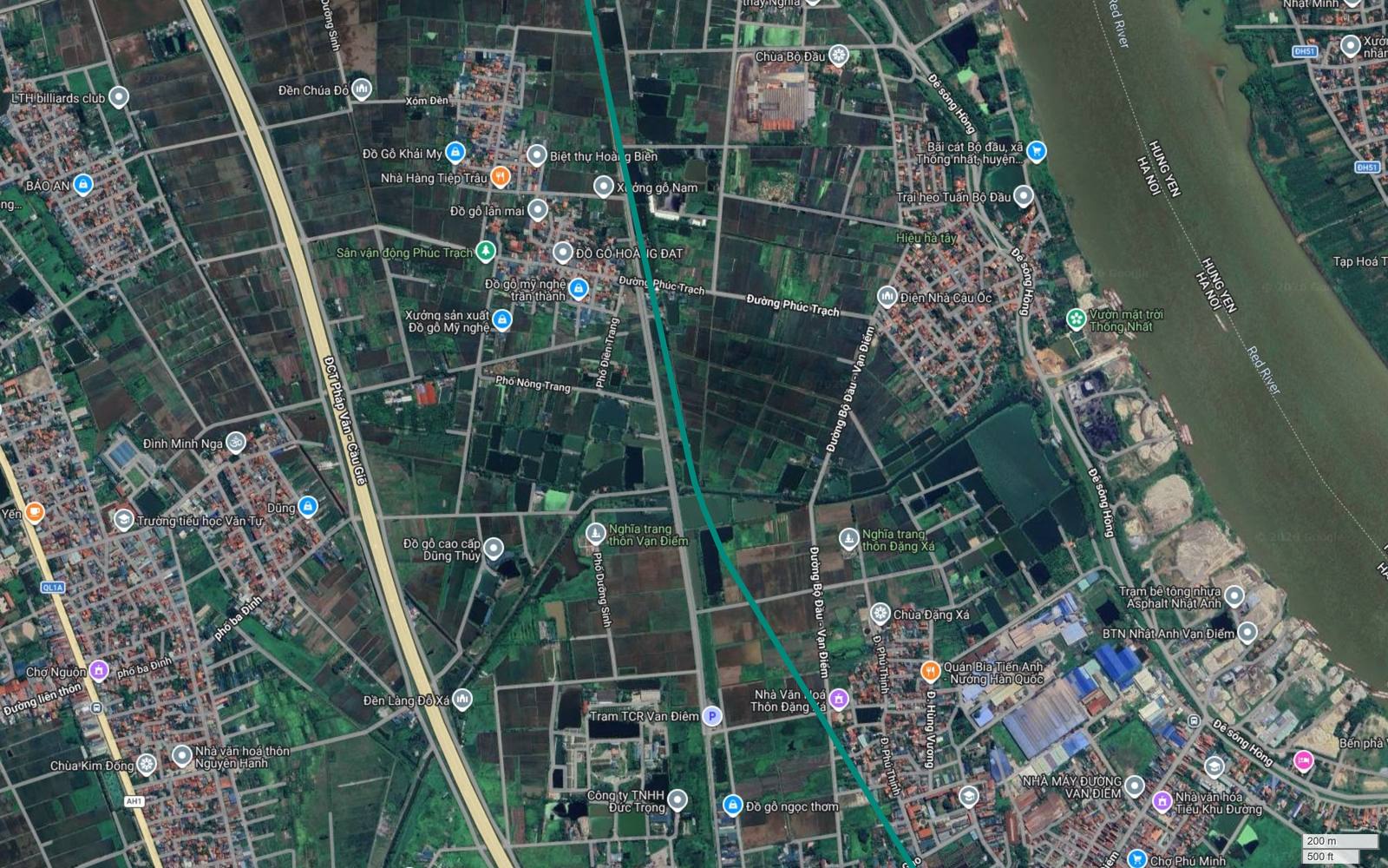 Cụm công nghiệp Vạn Điểm và Bến phà Văn Nhân bên đông hành lang tuyến metro số 12 Hà Nội